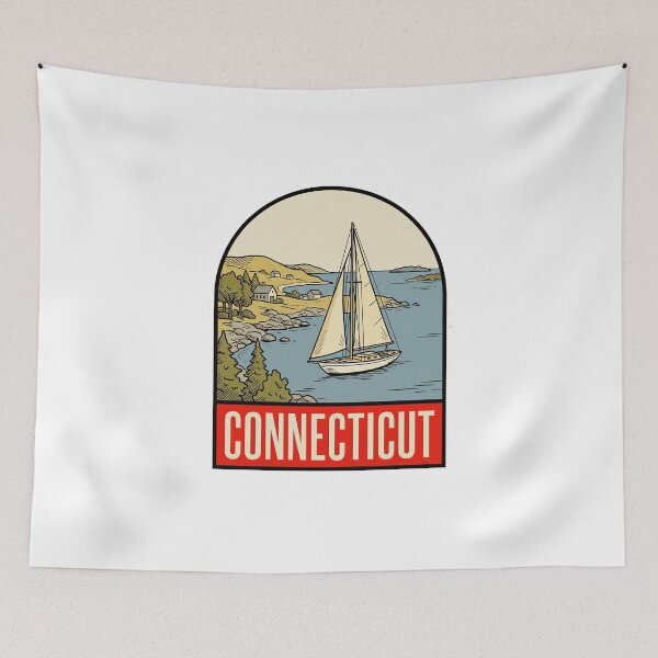 Item preview, Vintage Connecticut Sailboat Coastal Retro Art designed and sold by Paper Drip.