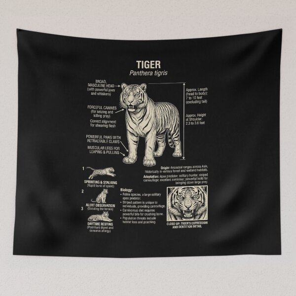 Item preview, Tiger Scientific Anatomy Biology Animal Lover designed and sold by Kimberley King Art  King Art.
