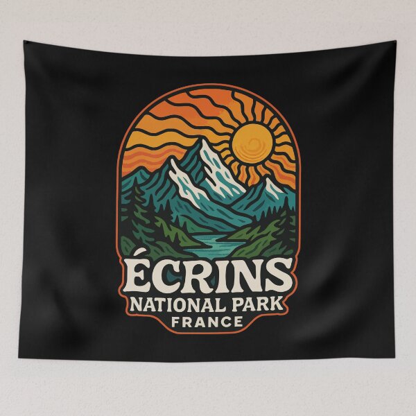 Item preview, Ecrins National Park France Retro Trippy Travel designed and sold by TomFrontierArt.