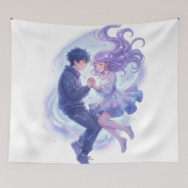 Item preview, Galaxy Anime Couple – Dreamy Space Love Aesthetic designed and sold by krishna-artdesigns.