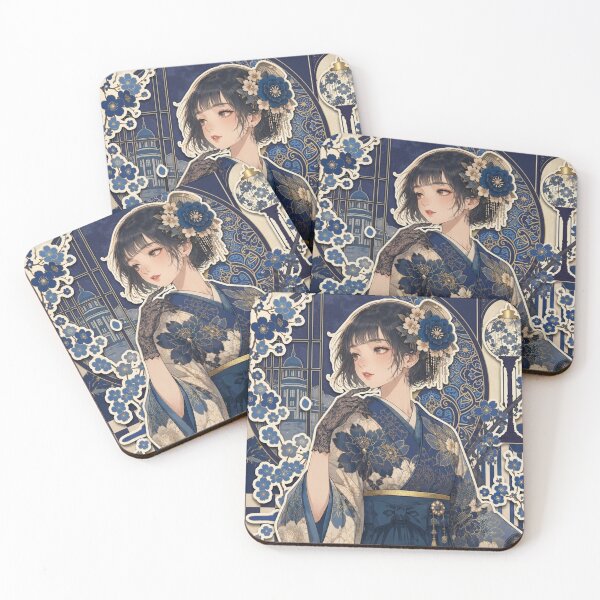 Item preview, Blue Hakama Lady - kawaii version designed and sold by Japanese Vibes.