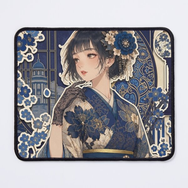 Item preview, Blue Hakama Lady - kawaii version designed and sold by Japanese Vibes.