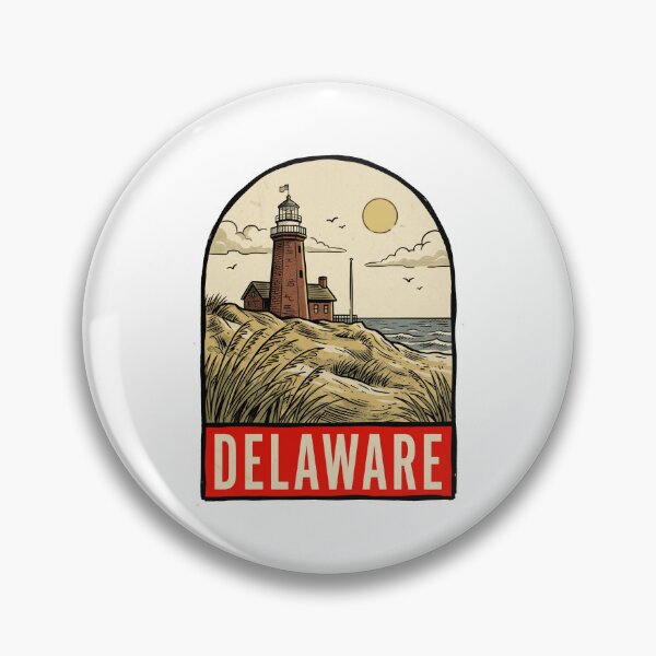 Item preview, Retro Delaware Lighthouse Beach Vintage Travel Badge Design designed and sold by Paper Drip.