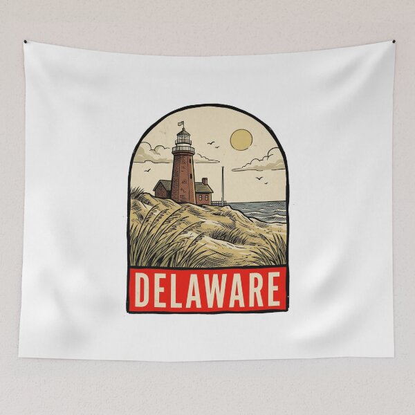 Item preview, Retro Delaware Lighthouse Beach Vintage Travel Badge Design designed and sold by Paper Drip.