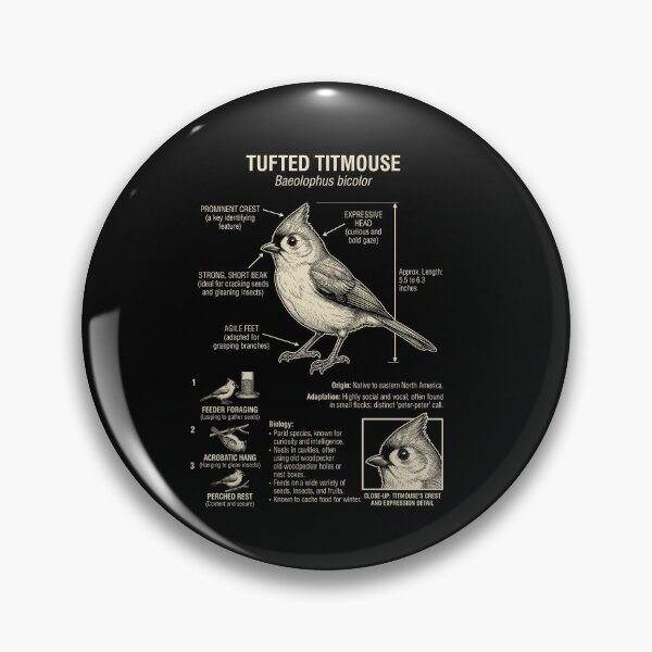 Item preview, Tufted Titmouse Scientific Anatomy Ornithology Animal Lover designed and sold by Kimberley King Art  King Art.