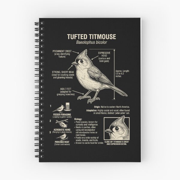 Item preview, Tufted Titmouse Scientific Anatomy Ornithology Animal Lover designed and sold by Kimberley King Art  King Art.