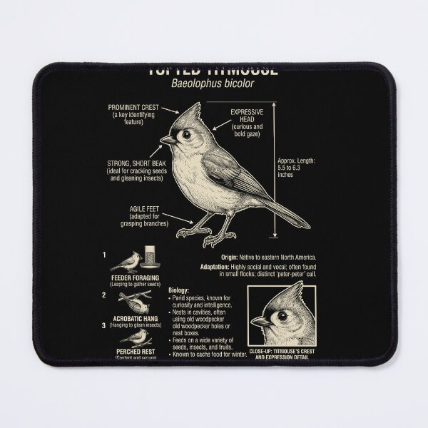 Item preview, Tufted Titmouse Scientific Anatomy Ornithology Animal Lover designed and sold by Kimberley King Art King Art.