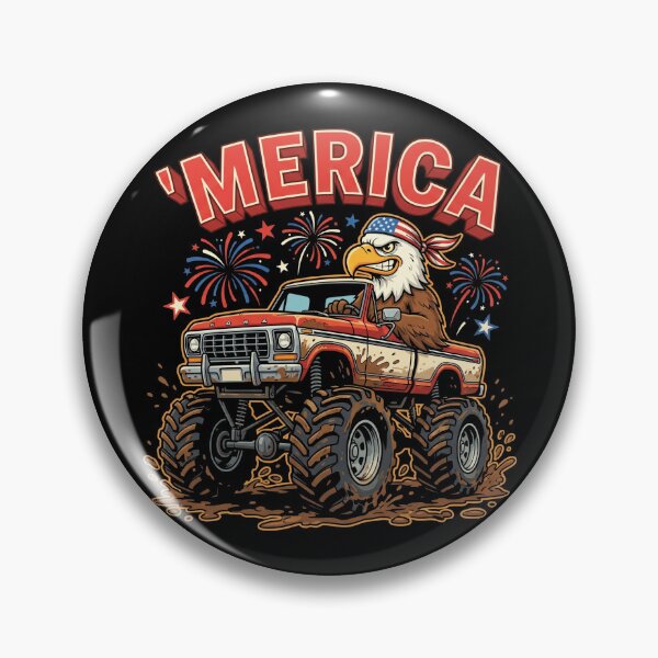 Item preview, Merica Funny Bald Eagle Monster Truck Shirt designed and sold by TeNovaStudio ⭐⭐⭐⭐⭐.