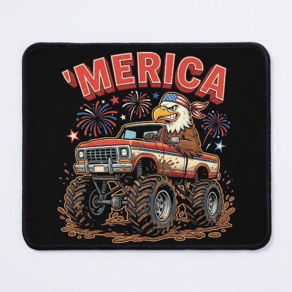 Item preview, Merica Funny Bald Eagle Monster Truck Shirt designed and sold by TeNovaStudio ⭐⭐⭐⭐⭐.
