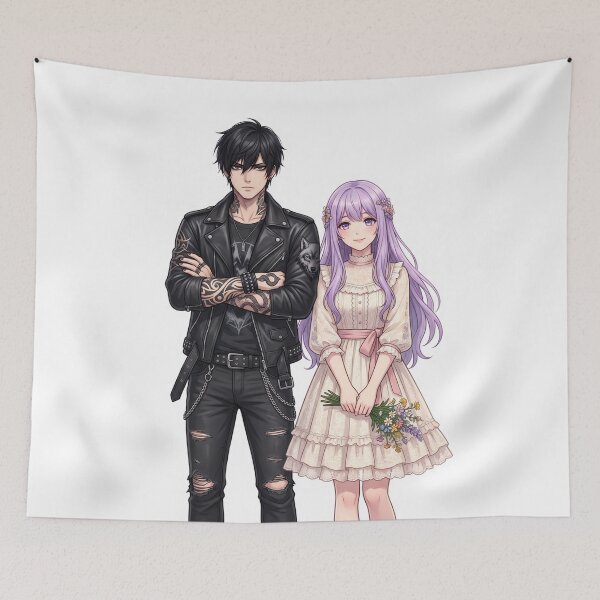 Item preview, Dark x Soft Anime Couple – Opposites Aesthetic Love designed and sold by krishna-artdesigns.