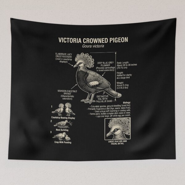 Item preview, Victoria Crowned Pigeon Scientific Anatomy Ornithology Animal Lover designed and sold by Kimberley King Art  King Art.