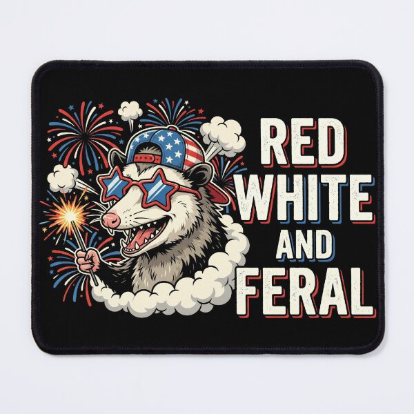 Item preview, Red White And Feral Opossum 4th Of July Shirt designed and sold by TeNovaStudio.