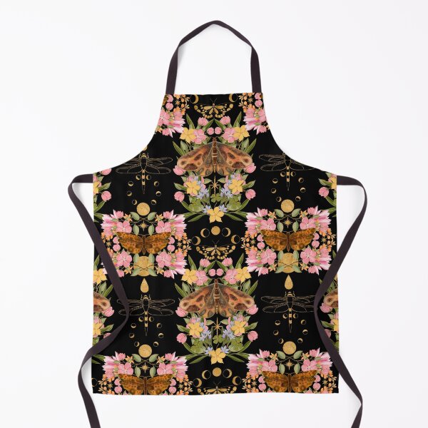 Item preview, Vintage Botanical Moth Pattern On Black Background designed and sold by Grin Katalina Floral Patterns & Cozy Art.