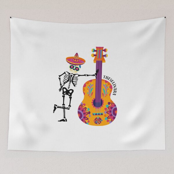 Item preview, Fiesta Skeleton Playing Trumpet: Vibrant Day of the Dead Art designed and sold by Theselinara.