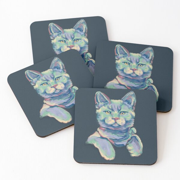 Item preview, Chartreux cat painting with pastel colors designed and sold by NadiaChevrel.