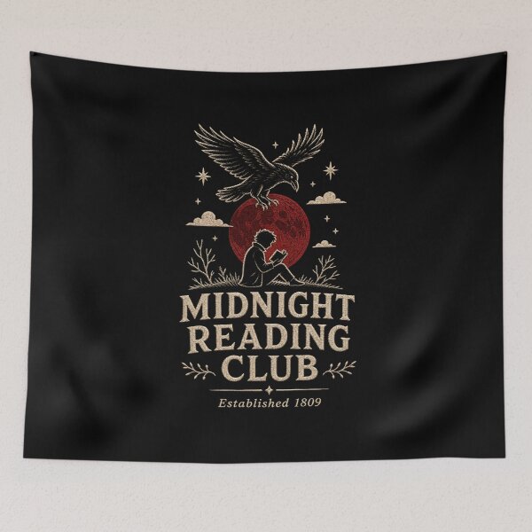 Item preview, Midnight Reading Club Edgar Allan Poe Faux Embroidery Art designed and sold by Fenay Designs.