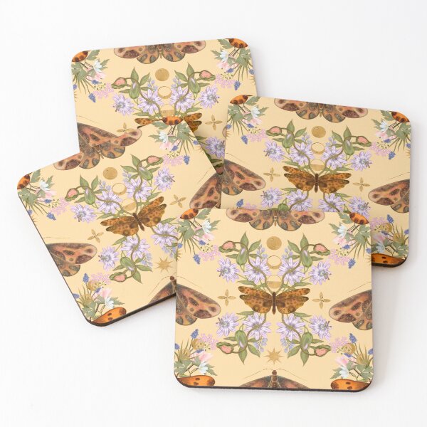 Item preview, Aesthetic Vintage Moth And Delicate Floral Pattern designed and sold by Grin Katalina Floral Patterns & Cozy Art.
