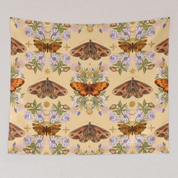 Item preview, Aesthetic Vintage Moth And Delicate Floral Pattern designed and sold by Grin Katalina Floral Patterns & Cozy Art.