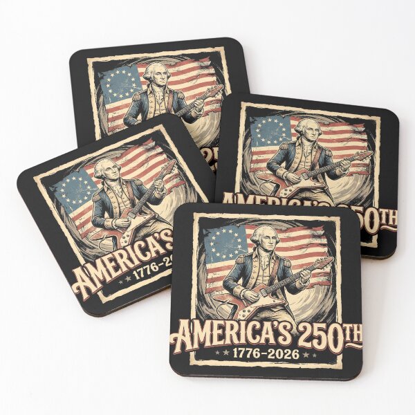 Item preview, America 250th George Washington Guitar Rock Shirt designed and sold by TeNovaStudio ⭐⭐⭐⭐⭐.