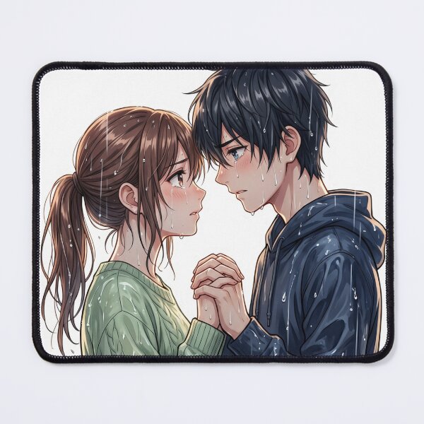 Item preview, Anime Couple in Invisible Rain – Emotional Romantic Aesthetic designed and sold by krishna-artdesigns.