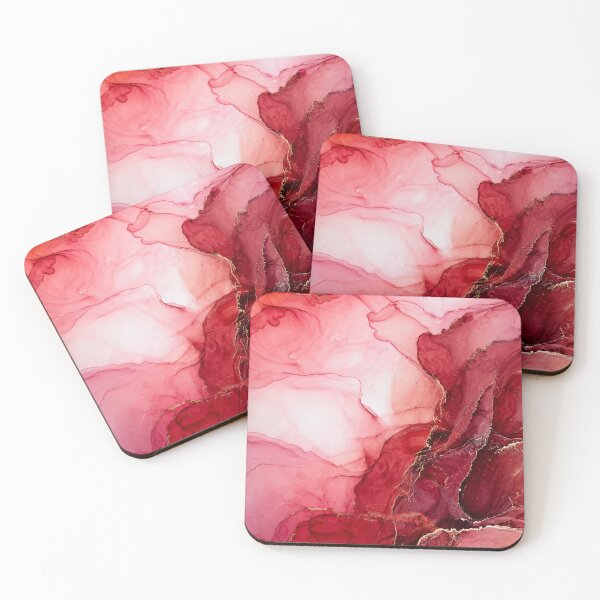 Item preview, Original Ink Art Blush Rose – Pink and Burgundy Abstract Wall Art with Gold Accents designed and sold by PourtionOfArt.