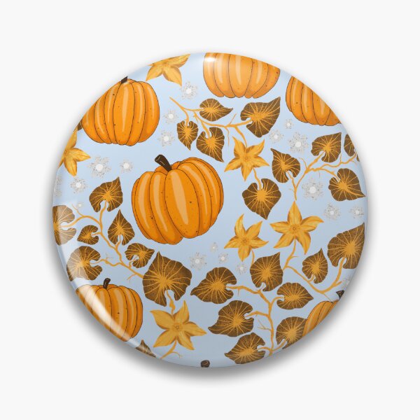 Item preview, Bright orange pumpkins with leaves and blossoms designed and sold by Sonja Birkelbach.