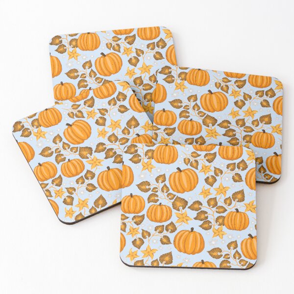 Item preview, Bright orange pumpkins with leaves and blossoms designed and sold by Sonja Birkelbach.