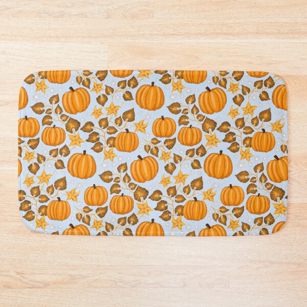 Item preview, Bright orange pumpkins with leaves and blossoms designed and sold by Sonja Birkelbach.