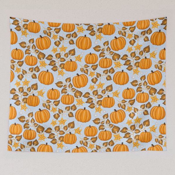 Item preview, Bright orange pumpkins with leaves and blossoms designed and sold by Sonja Birkelbach.