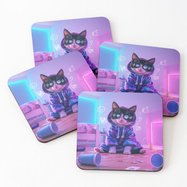 Item preview, Neon Galaxy Cat in Hoodie designed and sold by XDesignStudio.