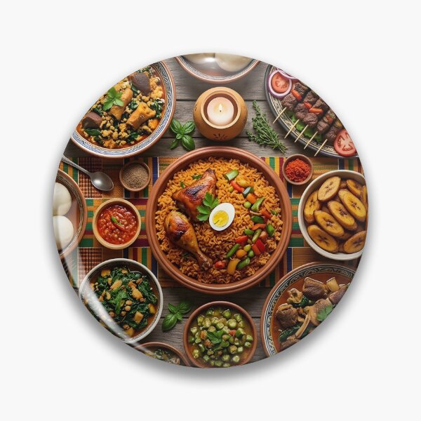 Item preview, Traditional Nigerian Feast with Jollof Rice and Suya designed and sold by SavannaCanvas.