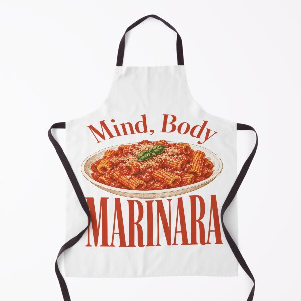 Item preview, Mind Body Marinara Retro Pasta Food Humor designed and sold by POD DYNASTY | Original Print On Demand T-Shirt Graphics.