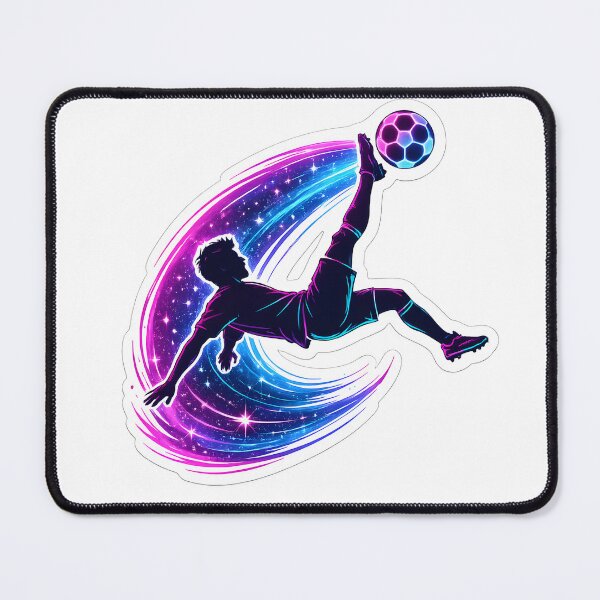 Item preview, Cosmic Bicycle Kick Soccer Sticker – Neon Galaxy Football Player Die-Cut Design designed and sold by naruto4925.