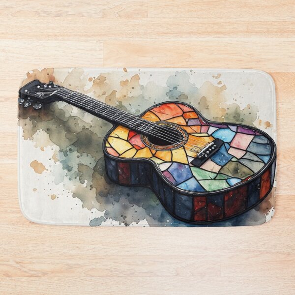 Item preview, Stained Glass Acoustic Guitar Watercolor Art designed and sold by Pioneer Spirit Market.