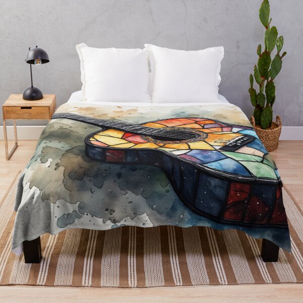 Item preview, Stained Glass Acoustic Guitar Watercolor Art designed and sold by Pioneer Spirit Market.