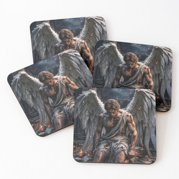 Item preview, The Last Kneeling of Seraphiel | Fallen Angel Fantasy Art Under the Moon designed and sold by Moriarty's Digital Visions.