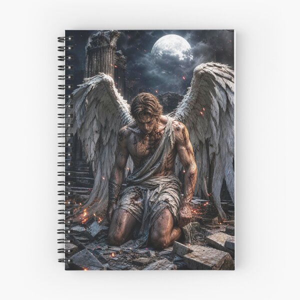 Item preview, The Last Kneeling of Seraphiel | Fallen Angel Fantasy Art Under the Moon designed and sold by Moriarty's Digital Visions.