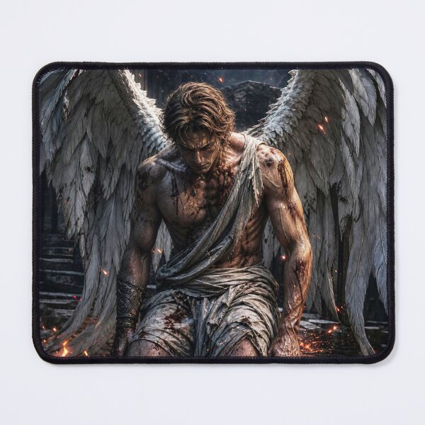 Item preview, The Last Kneeling of Seraphiel | Fallen Angel Fantasy Art Under the Moon designed and sold by Moriarty's Digital Visions.
