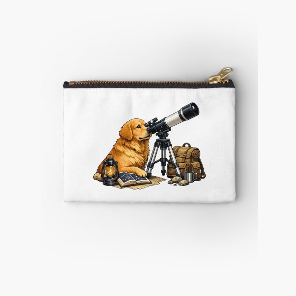 Item preview, Golden Retriever Stargazing with Telescope Illustration designed and sold by builtforyou.
