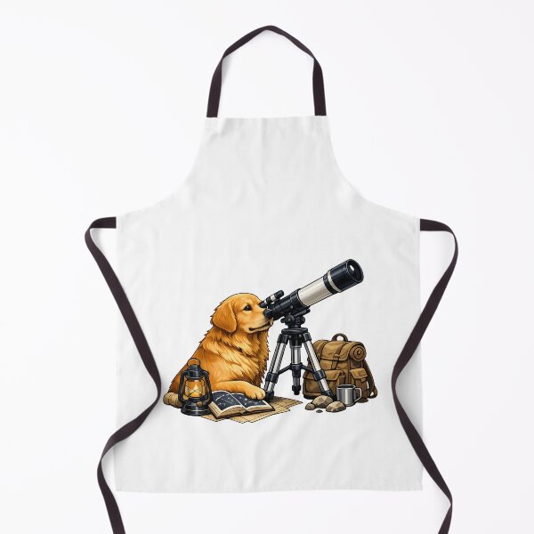 Item preview, Golden Retriever Stargazing with Telescope Illustration designed and sold by builtforyou.