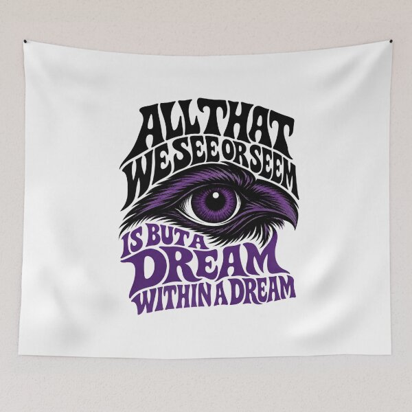 Item preview, A Dream Within A Dream Retro Purple Eye Poetry Design designed and sold by Fenay Designs.