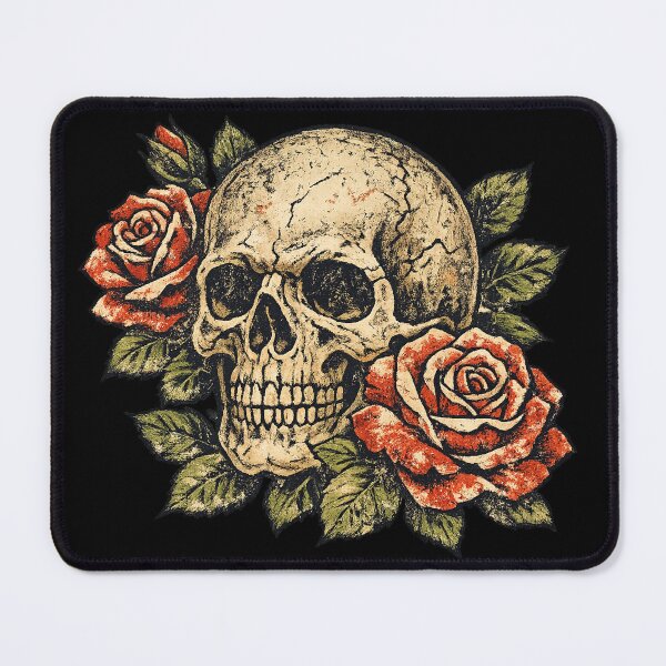 Item preview, Vintage Skull and Roses Gothic Art designed and sold by ubeyeart.