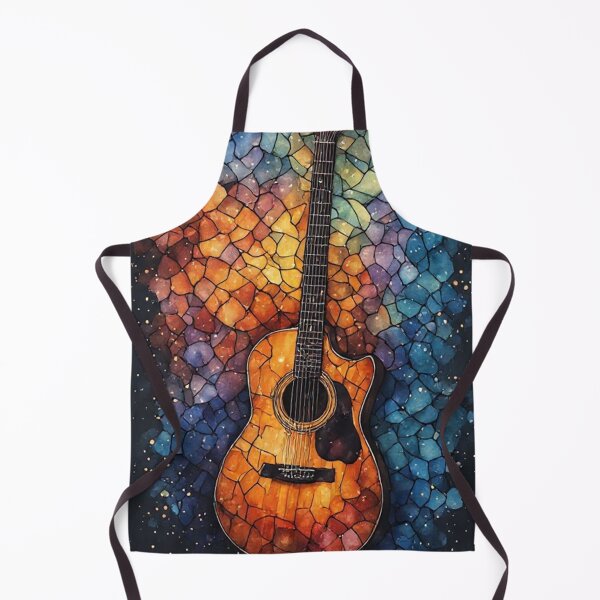 Item preview, Stained Glass Acoustic Guitar on Starry Background designed and sold by Pioneer Spirit Market.