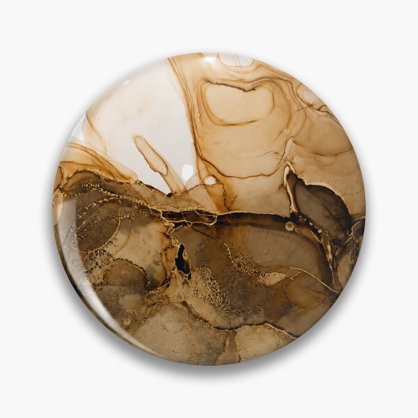 Item preview, Original Ink Art Autumn Elegance – Neutral Brown Abstract Wall Art with Gold Accents designed and sold by PourtionOfArt.