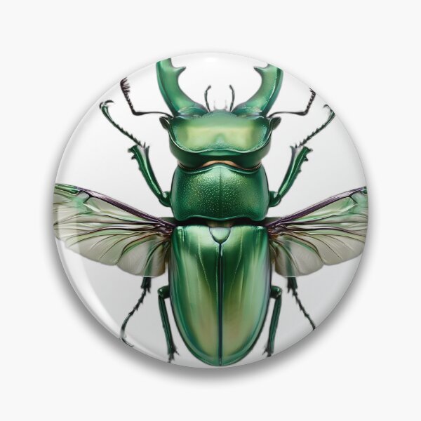 Item preview, Hyper Realistic Metallic Green Stag Beetle Scientific Art designed and sold by UniqYou.