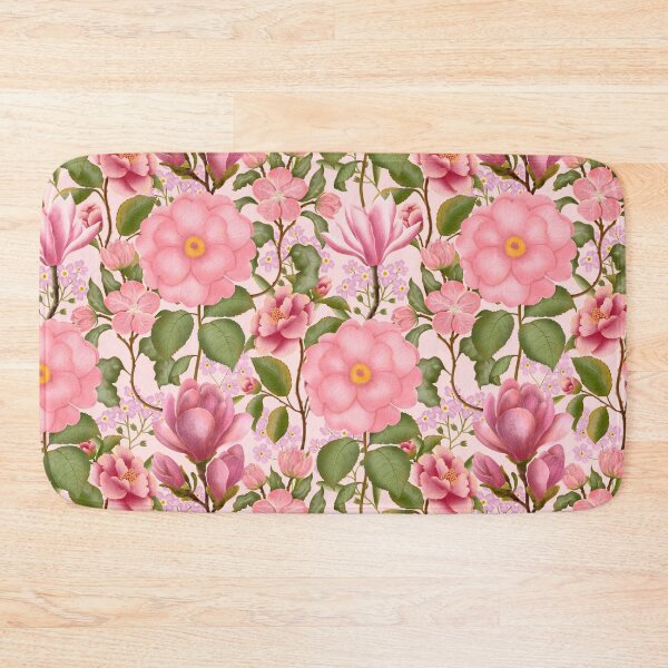 Item preview, Vibrant Pink Floral Seamless Pattern With Leaves designed and sold by Grin Katalina Floral Patterns & Cozy Art.