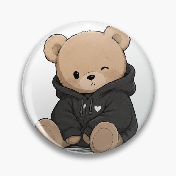 Item preview, Cute Teddy Bear in Black Hoodie Kawaii Aesthetic Sticker designed and sold by TODPESIGN.