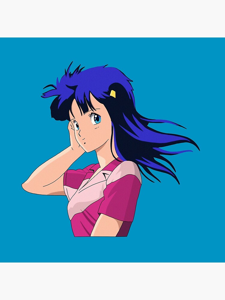 AI Art Generator: Girl with long purple hair, 80s anime, 90s anime,  portrait, sad girl