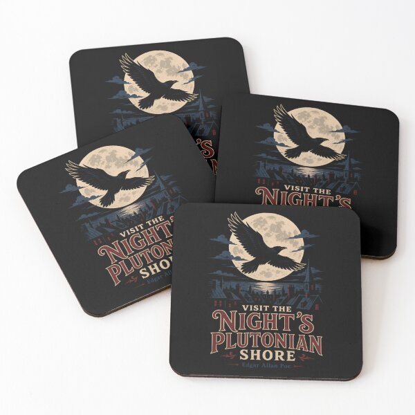 Item preview, Night's Plutonian Shore Vintage Raven Travel Poster designed and sold by Fenay Designs.