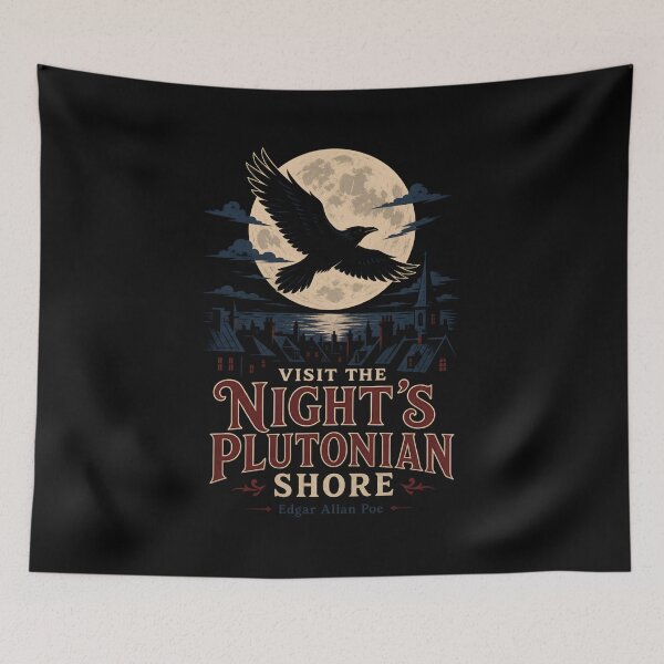 Item preview, Night's Plutonian Shore Vintage Raven Travel Poster designed and sold by Fenay Designs.